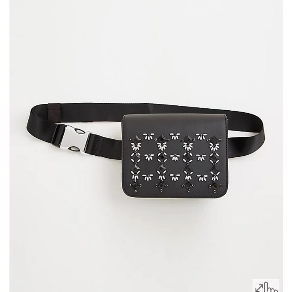 Black Embellished Belt Bag